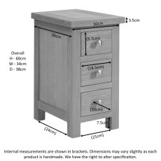 Bristol Oak Compact 3 Drawer Bedside Bristol Oak Compact 3 Drawer Bedside
