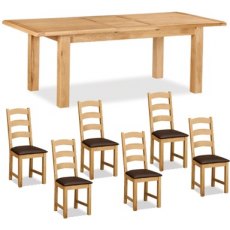 Countryside Extending Dining Table with 6 Compact Dining Chairs