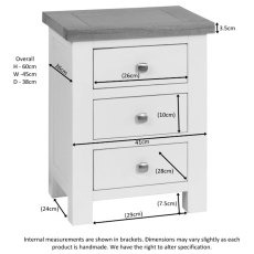 Bristol Painted 3 Drawer Bedside Bristol Painted 3 Drawer Bedside