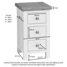 Bristol Painted Compact 3 Drawer Bedside Bristol Painted Compact 3 Drawer Bedside