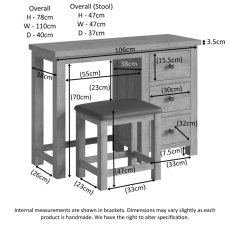 Bristol Rustic Oak Dressing Table & Stool Bristol Rustic Oak Dressing Table & Stool