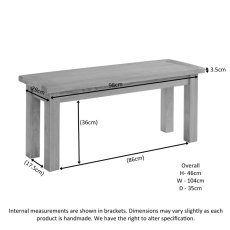Bristol Rustic Oak Bench 104cm Bristol Rustic Oak Bench 104cm