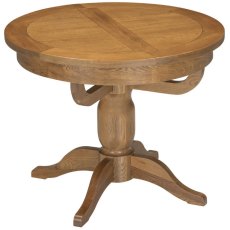 Bristol Rustic Oak Round Extending Pedestal Dining Table 100-135cm Bristol Rustic Oak Round Extending Pedestal Dining Table 100-135cm