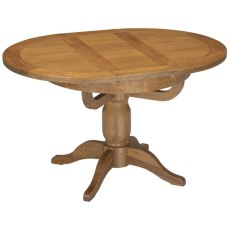 Bristol Rustic Oak Round Extending Pedestal Dining Table 100-135cm Bristol Rustic Oak Round Extending Pedestal Dining Table 100-135cm