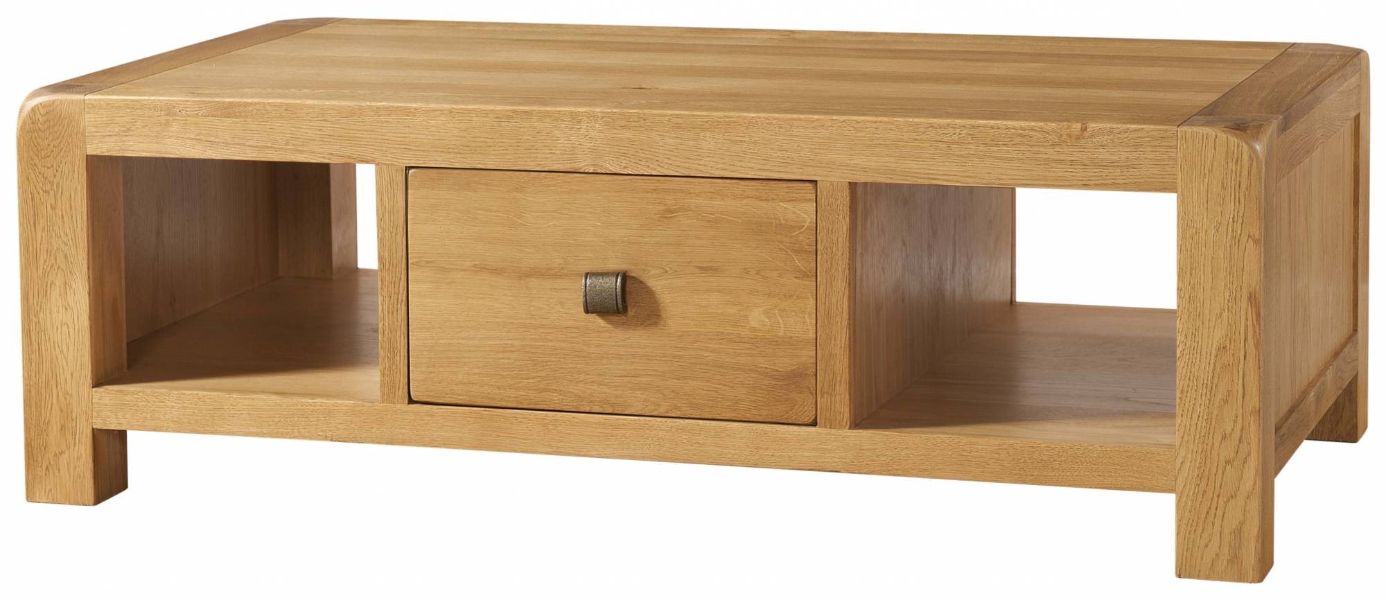 Large oak coffee table deals with drawers