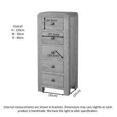 Avon Oak 5 Drawer Tall Chest Avon Oak 5 Drawer Tall Chest