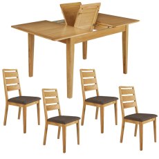Dorset 120-160cm Extending Dining Table with 4 Horizontal Back Chairs