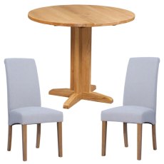 Bristol Oak Drop Leaf table with 2 Westbury Light Grey Chairs