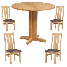 Bristol Oak Drop Leaf table with 4 Twin Slat Chairs