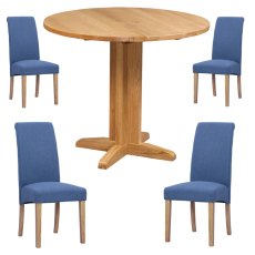 Bristol Oak Drop Leaf table with 4 Westbury Blue Chairs