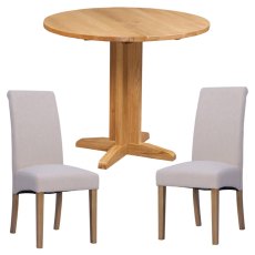 Bristol Oak Drop Leaf table with 2 Westbury Beige Chairs