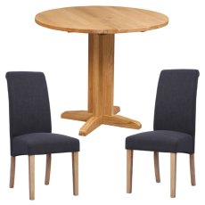 Bristol Oak Drop Leaf table with 2 Westbury Dark Grey Chairs