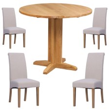 Bristol Oak Drop Leaf table with 4 Westbury Beige Chairs