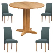 Bristol Oak Drop Leaf table with 4 Westbury Green Chairs