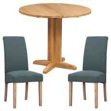 Bristol Oak Drop Leaf table with 2 Westbury Green Chairs