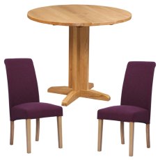 Bristol Oak Drop Leaf table with 2 Westbury Maroon Chairs