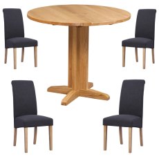 Bristol Oak Drop Leaf table with 4 Westbury Dark Grey Chairs