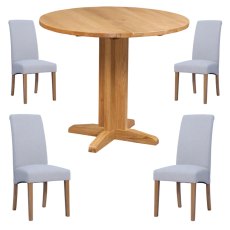 Bristol Oak Drop Leaf table with 4 Westbury Light Grey Chairs
