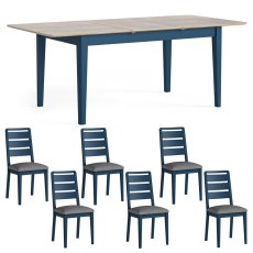 Oxford Painted Blue 150cm Dining Table with 6 Ladder Back Chairs