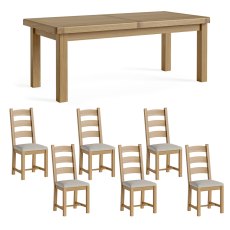Wellington Large Dining Table with 6 Ladder Back Chairs