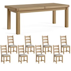 Wellington Large Dining Table with 8 Ladder Back Chairs
