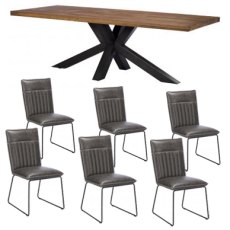 Soho 180cm Dining Table with 6 Grey Cooper Chairs