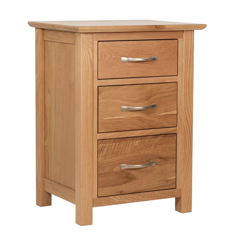 Lisbon Lisbon Oak 3 Drawer Tall Bedside - Old Creamery Furniture