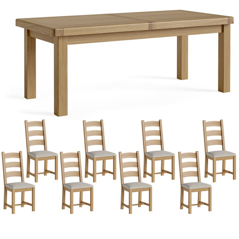 Wellington Large Dining Table with 8 Ladder Back Chairs