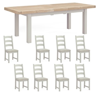 Wellington Painted Large Dining Table with 8 Ladder Back Chairs