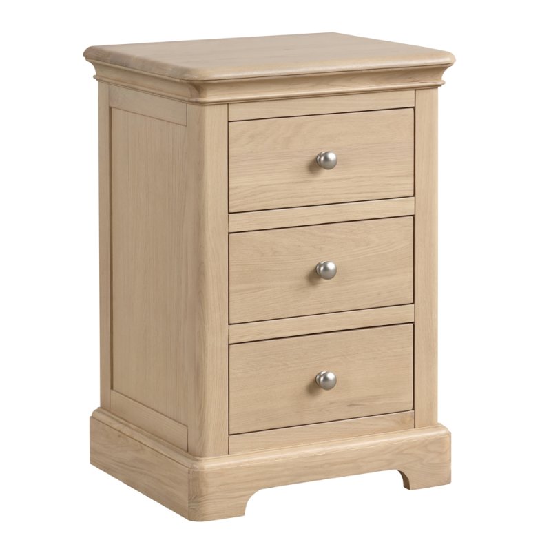 Lugano Oak 3 Drawer Bedside