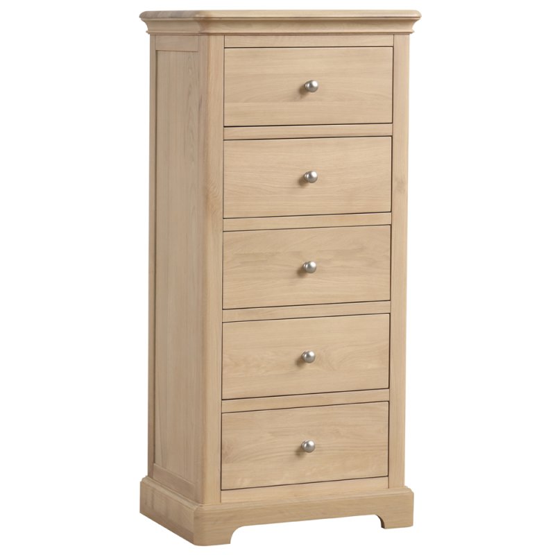 Lugano Oak 5 Drawer Wellington Chest