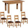Oaken 132cm Extending Dining Table with 4 Oaken PU Seat Dining Chairs