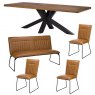 Soho 200cm Holburn Table with 1 Tan Bench and 3 Tan Cooper chairs