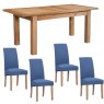Bristol Oak 120-153cm Extending Table with 4 Blue Westbury Chairs