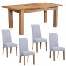 Bristol Oak 120-153cm Extending Table with 4 Light Grey Westbury Chairs