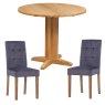 Bristol Oak Drop Leaf table with 2 Ashbury Graphite Velvet Chairs