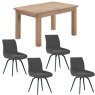 Milford Oak 120cm Dining Table with 4 Medway Dark Grey Chairs