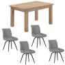 Milford Oak 120cm Dining Table with 4 Medway Light Grey Chairs