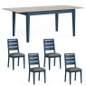 Oxford Painted Blue 150cm Dining Table with 4 Ladder Back Chairs