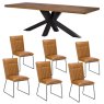 Soho 180cm Dining Table with 6 Tan Cooper Chairs